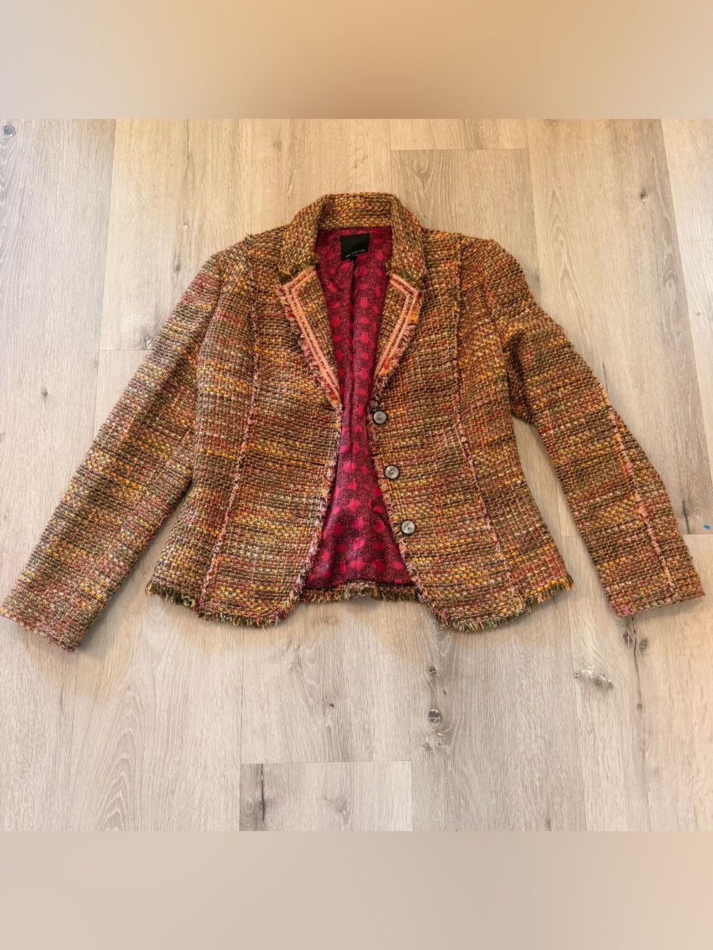 The Limited Vintage Y2K Tweed Fringed Blazer Jacket